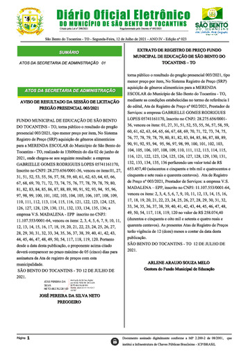 Diário Oficial - Edição N° 023