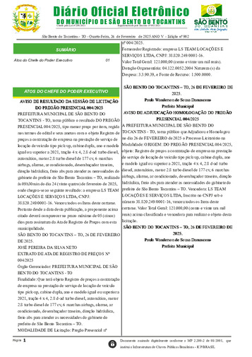 Diário Oficial - Edição Nº 902