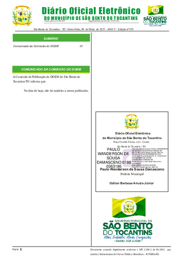 Diário Oficial - Edição Nº 955