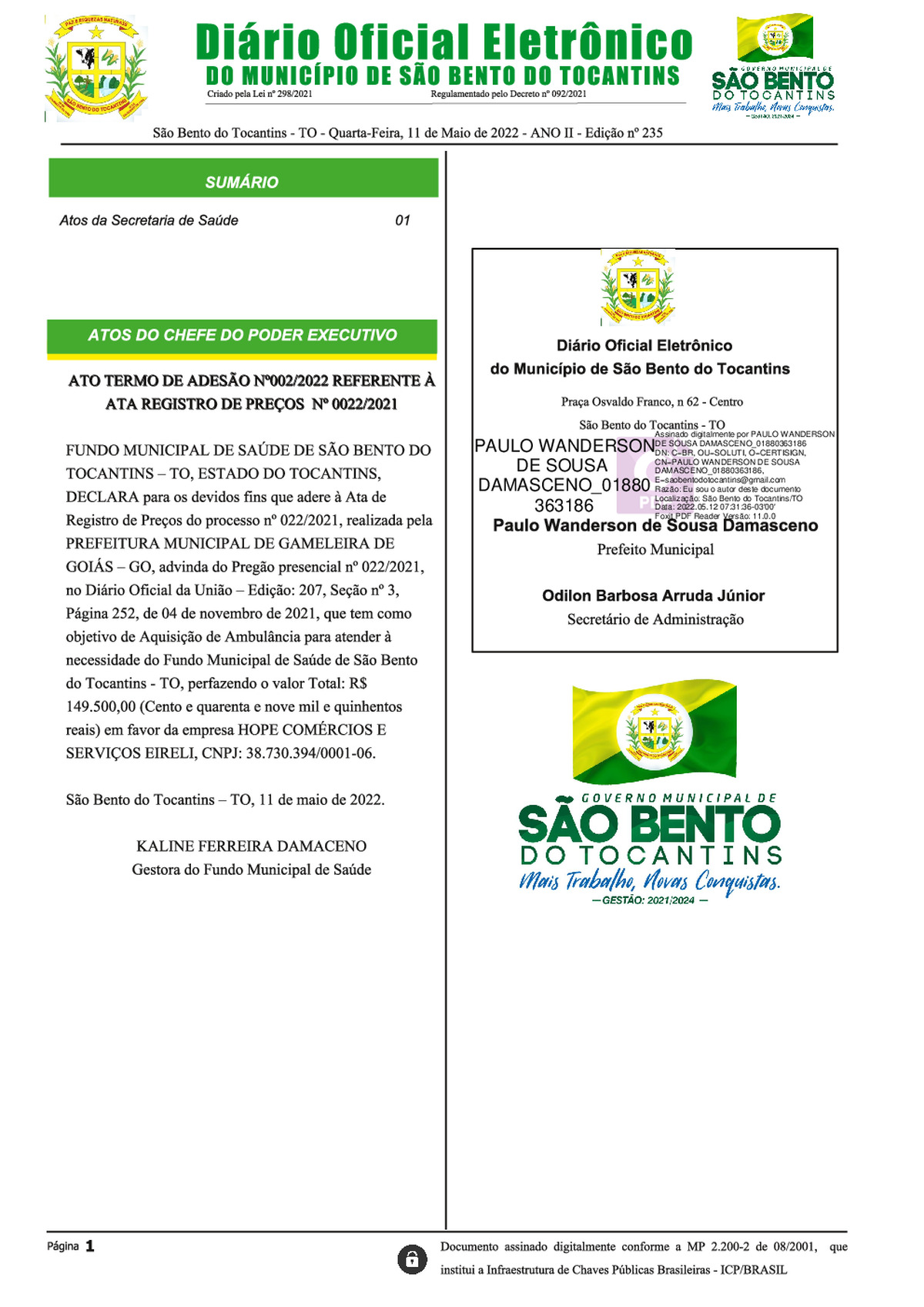 Diário Oficial - Edição Nº 235