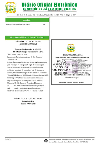 Diário Oficial - Edição N° 1057