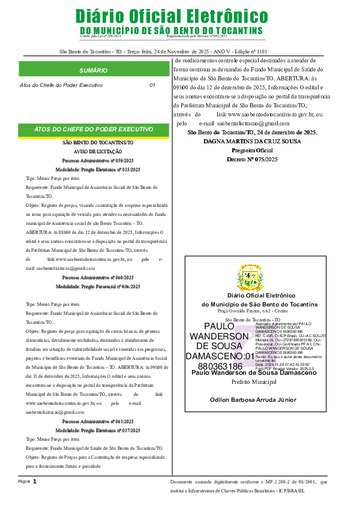 Diário Oficial - Edição N° 1101
