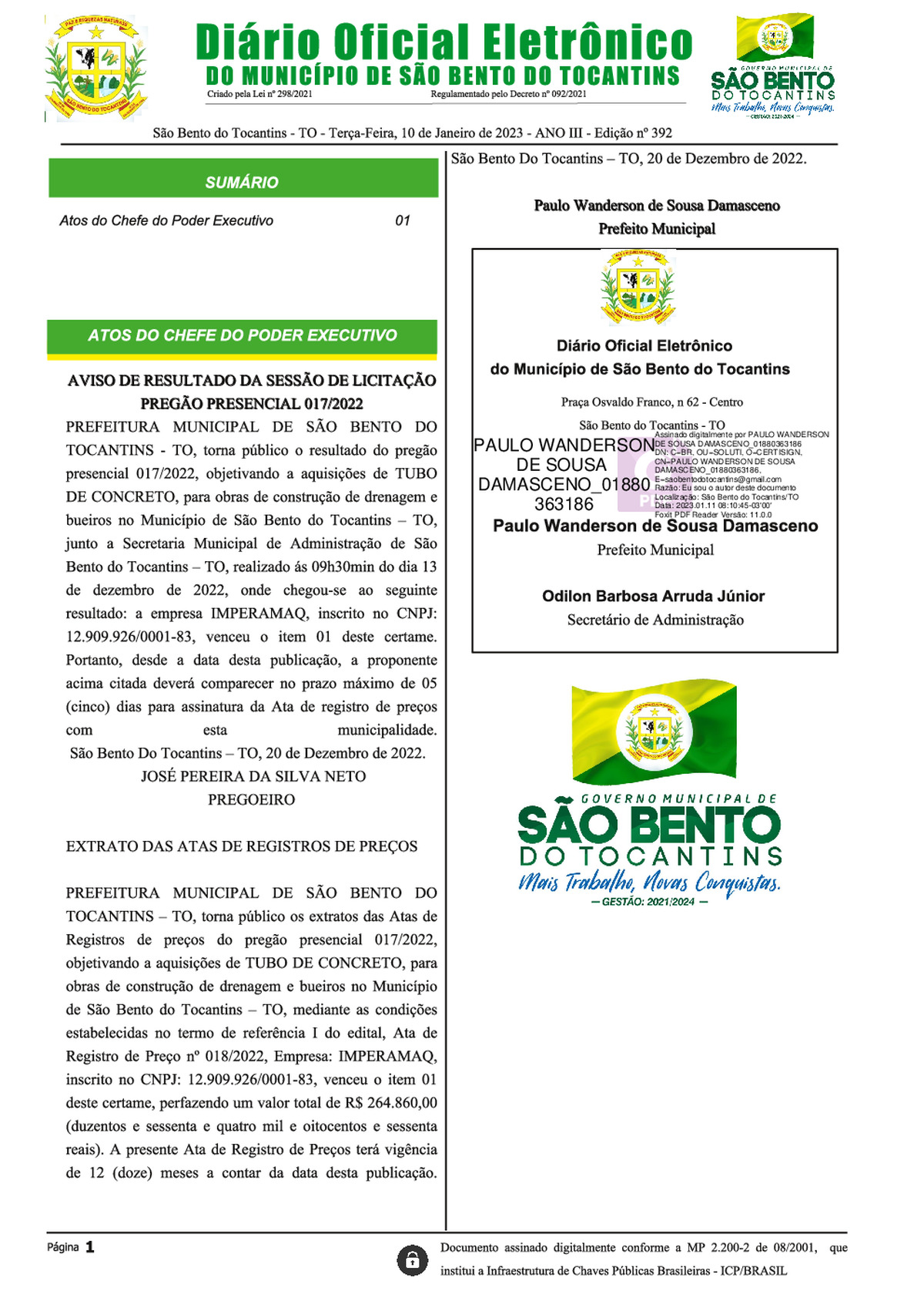Diário Oficial - Edição Nº 392
