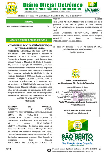 Diário Oficial - Edição Nº 349