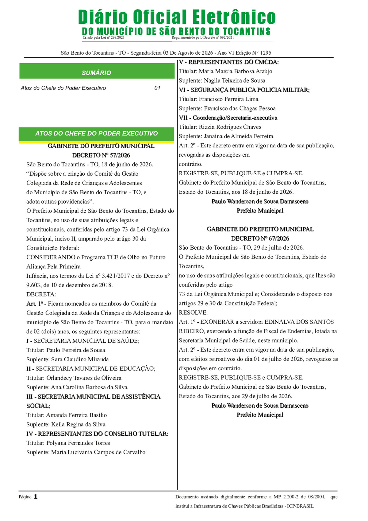 Diário Oficial - Edição N°1295