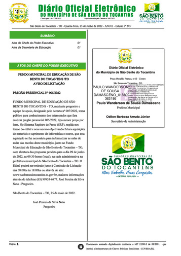 Diário Oficial - Edição Nº 245