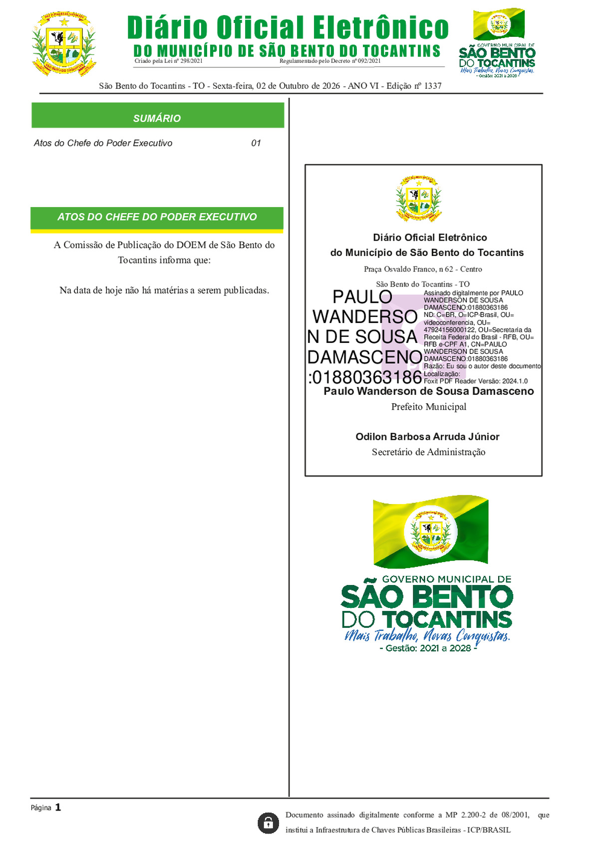 Diário Oficial - Edição 1337
