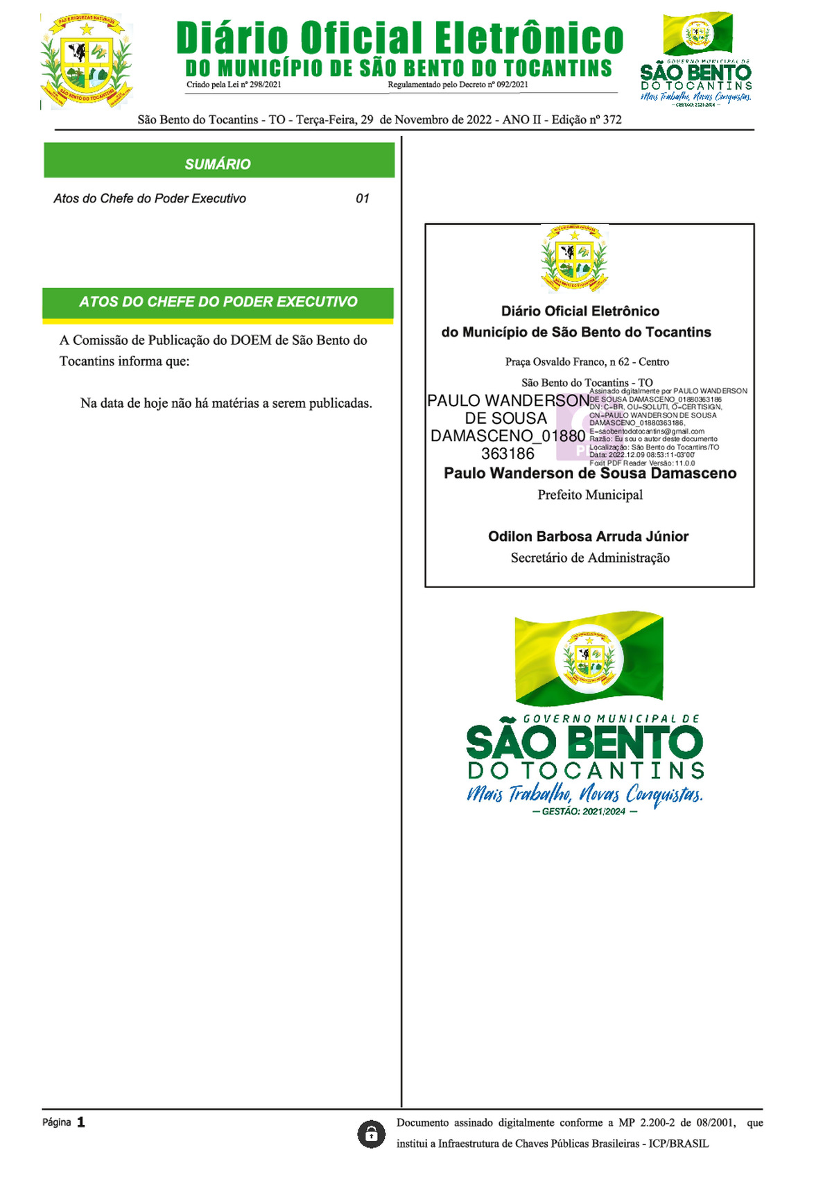 Diário Oficial - Edição Nº 372