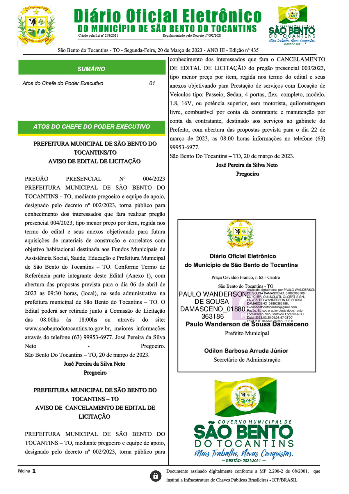 Diário Oficial - Edição Nº 435