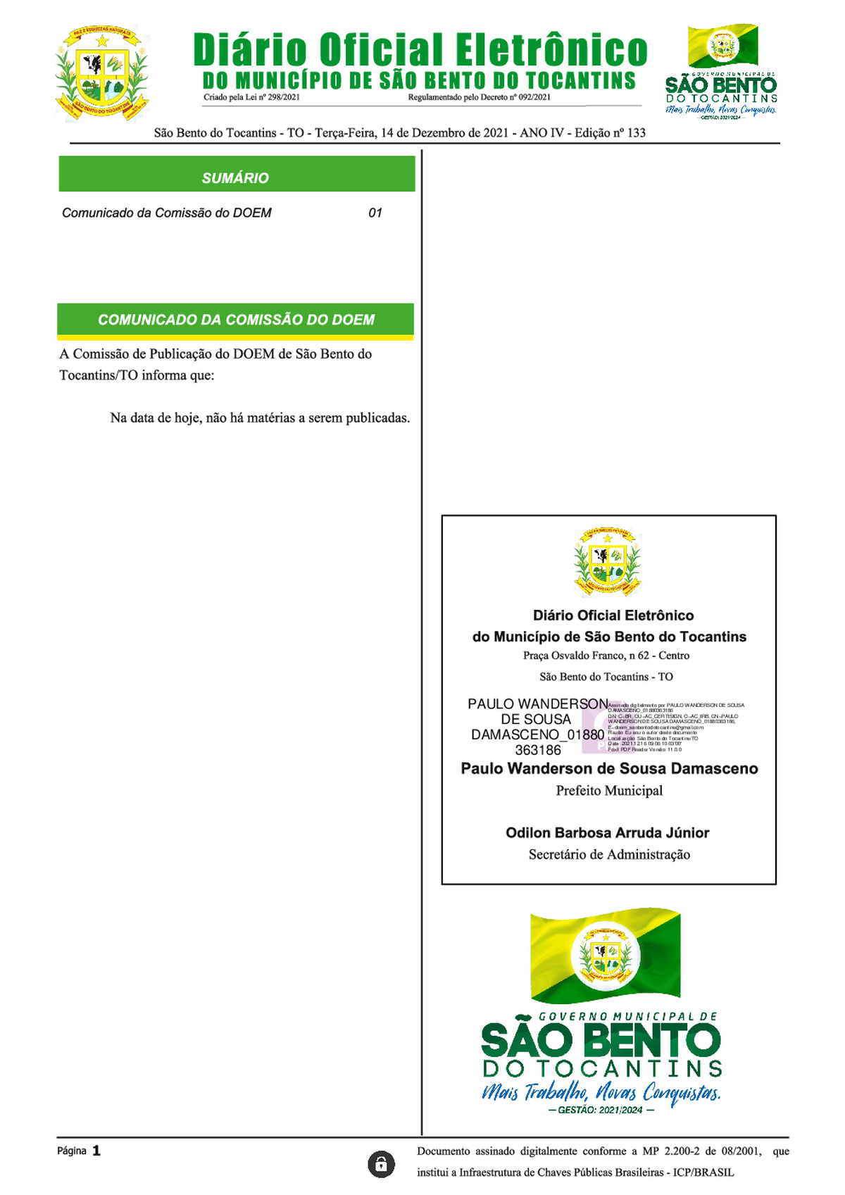 Diário Oficial - Edição N° 133