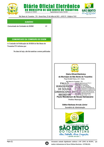 Diário Oficial - Edição N° 032