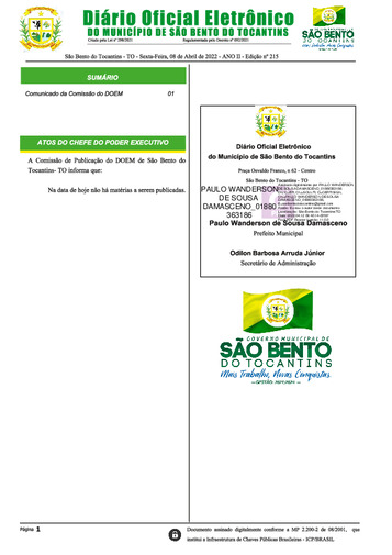 Diário Oficial - Edição Nº 215