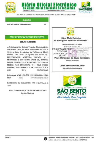 Diário Oficial - Edição Nº 345