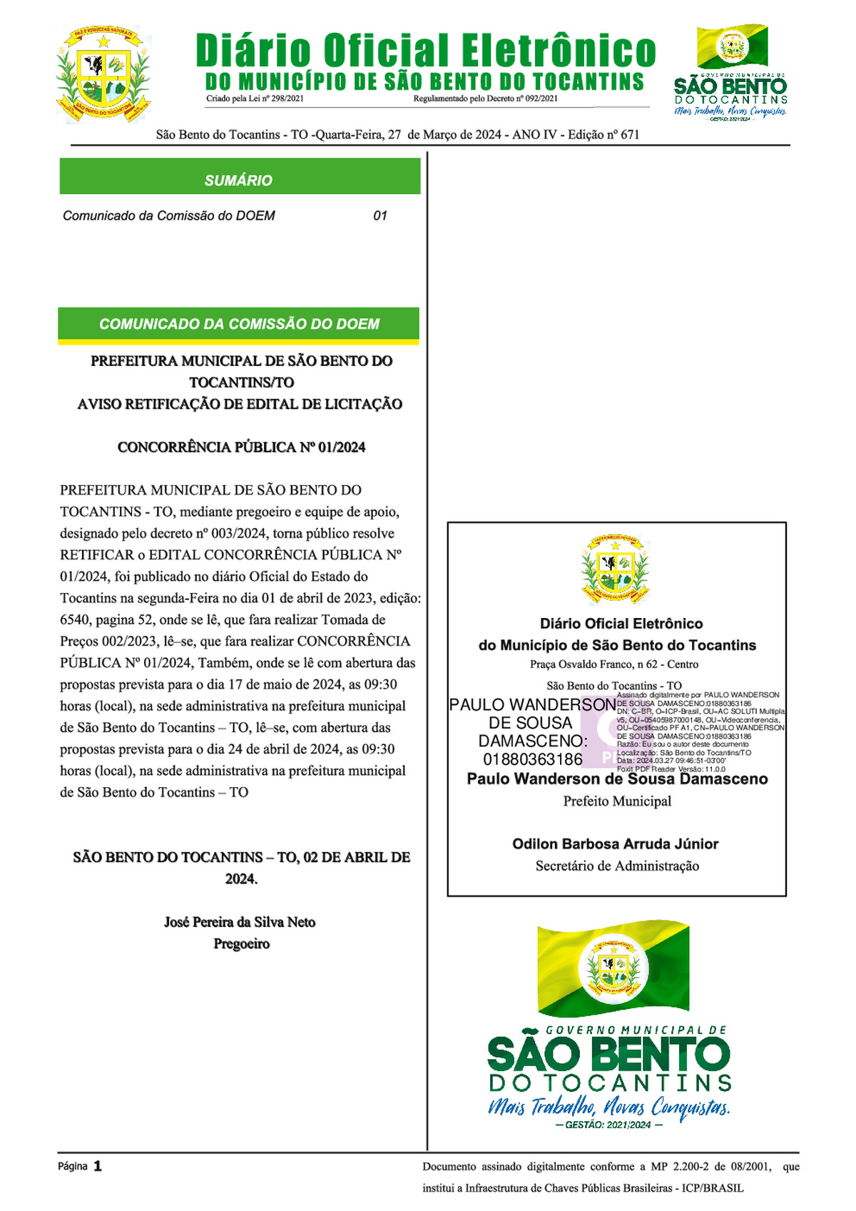 Diário Oficial - Edição N° 671