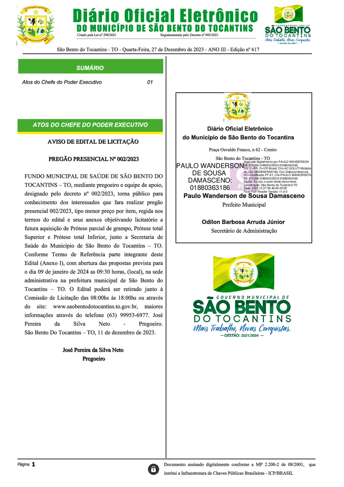 Diário Oficial - Edição Nº 617