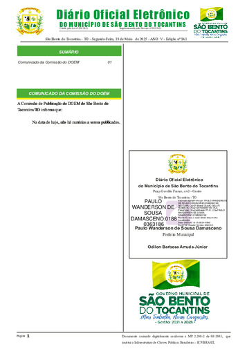 Diário Oficial - Edição Nº 961