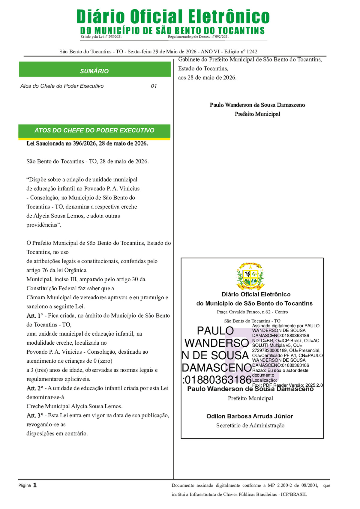 Diário Oficial - Edição N°1242