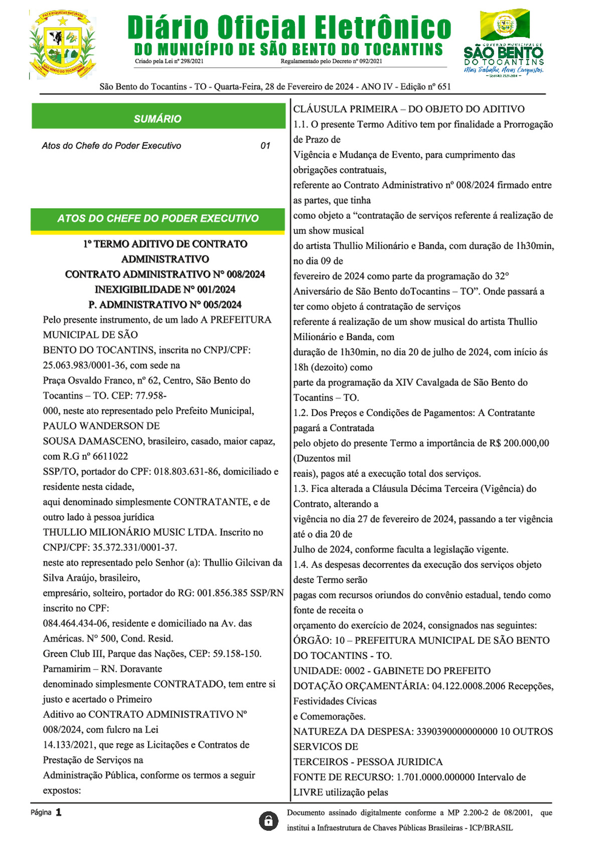 Diário Oficial - Edição N° 651