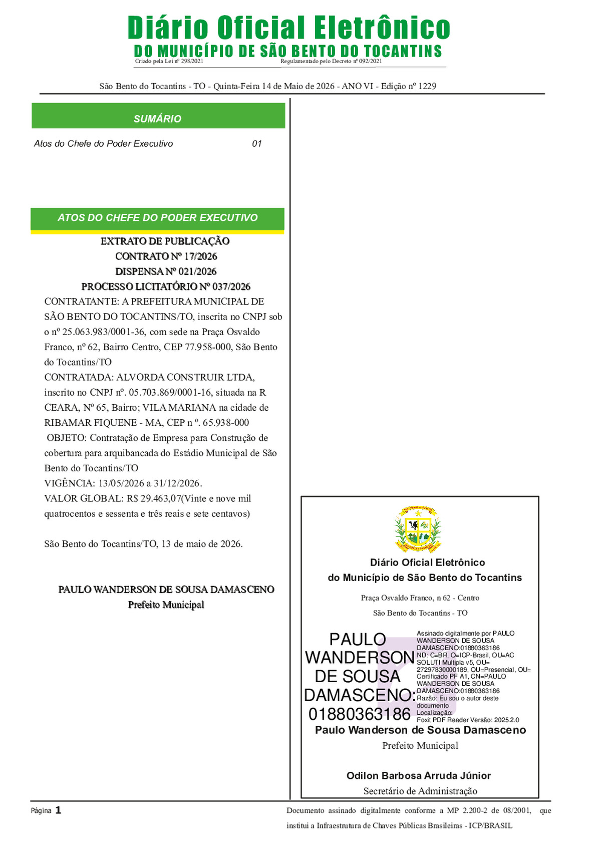 Diário Oficial - Edição N°1229