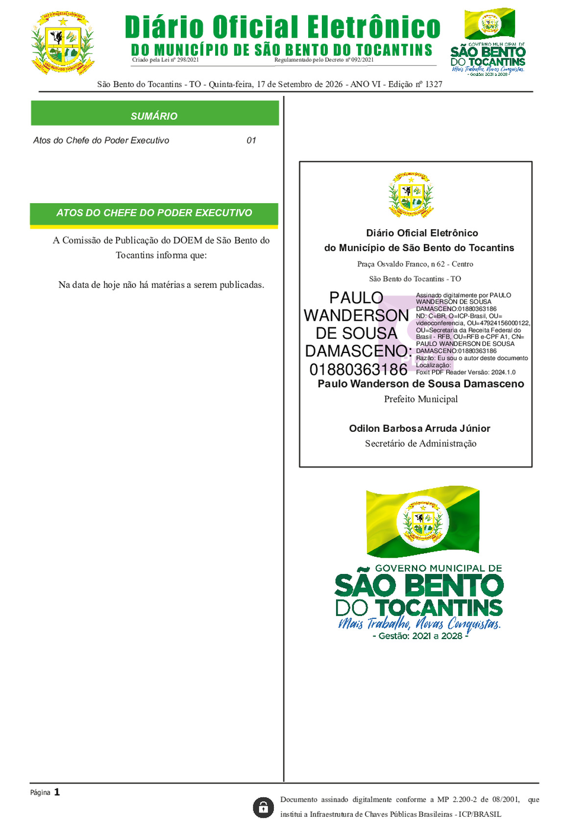 Diário Oficial - Edição 1327