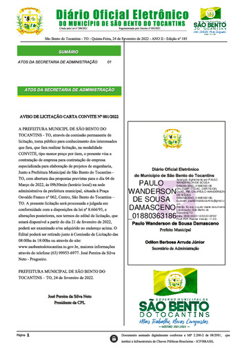 Diário Oficial - Edição N° 185