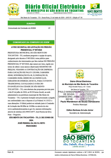 Diário Oficial - Edição Nº 730
