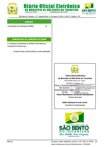 Diário Oficial - Edição Nº 765