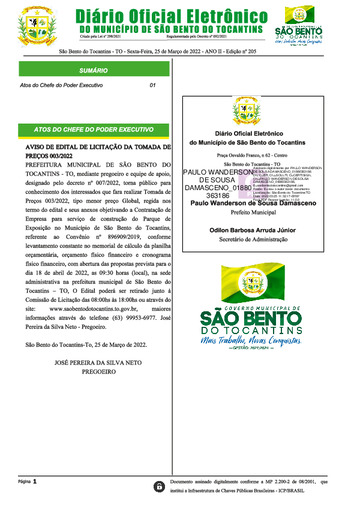 Diário Oficial - Edição Nº 205