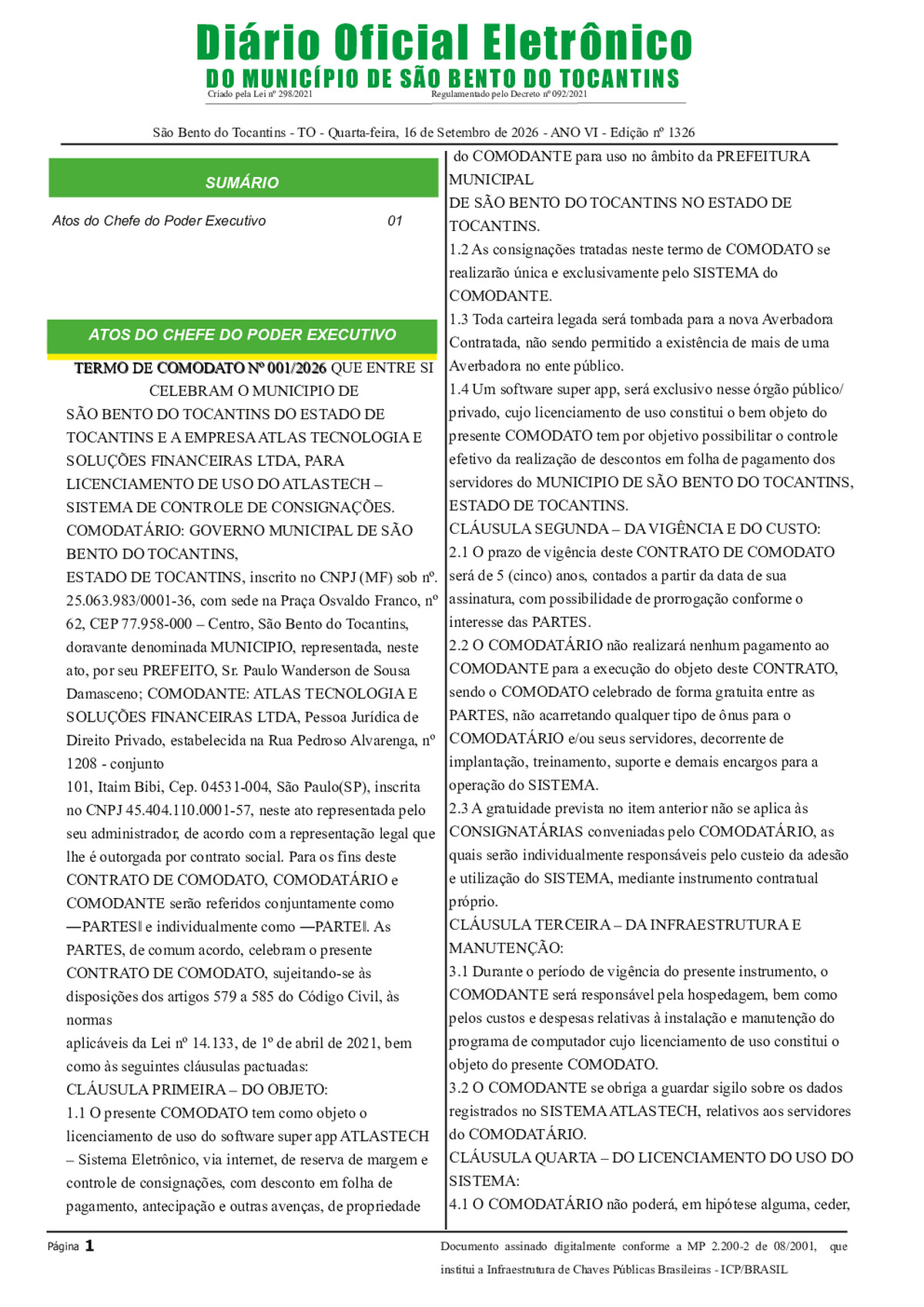 Diário Oficial N° N°1326