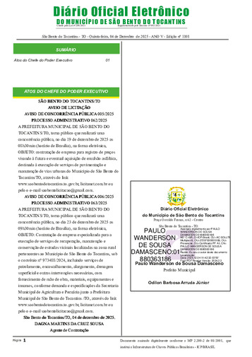 Diário Oficial - Edição N° 1108