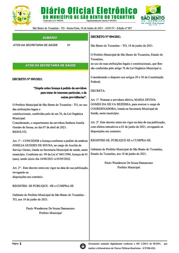 Diário Oficial - Edição Nº 007