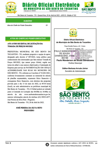 Diário Oficial - Edição Nº 222