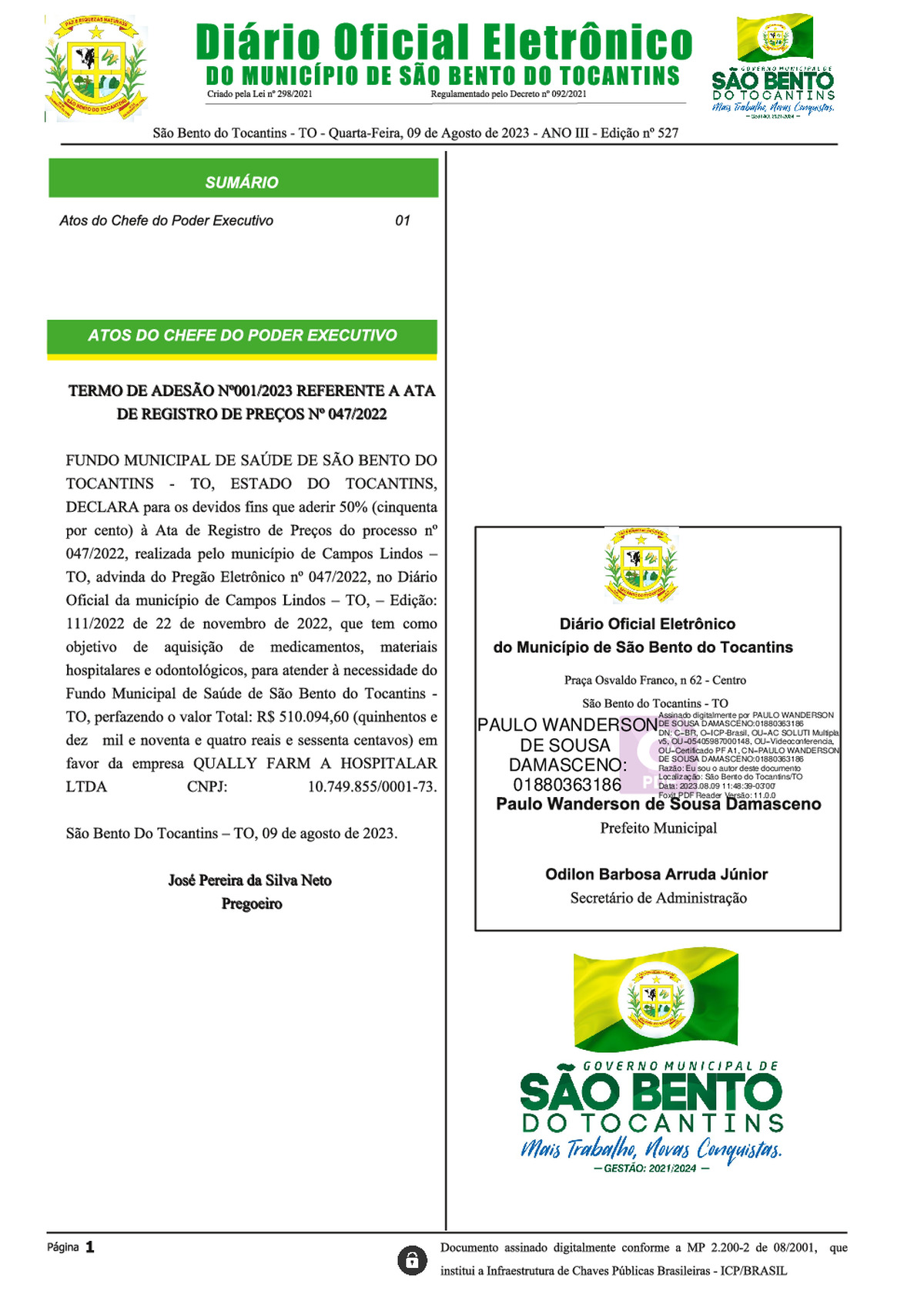 Diário Oficial - Edição Nº 527