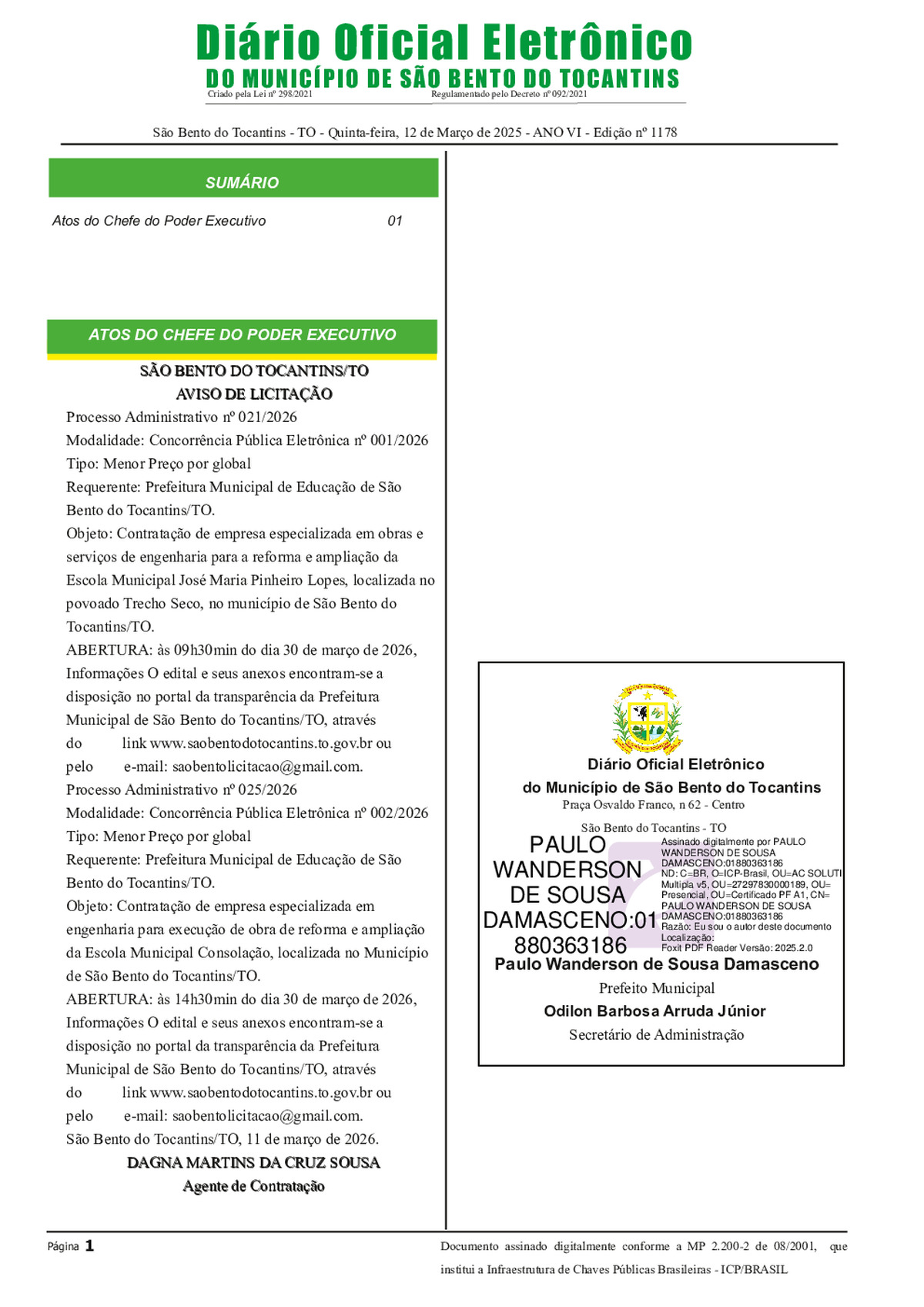 Diário Oficial - Edição N°1178