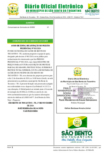 Diário Oficial - Edição N° 843