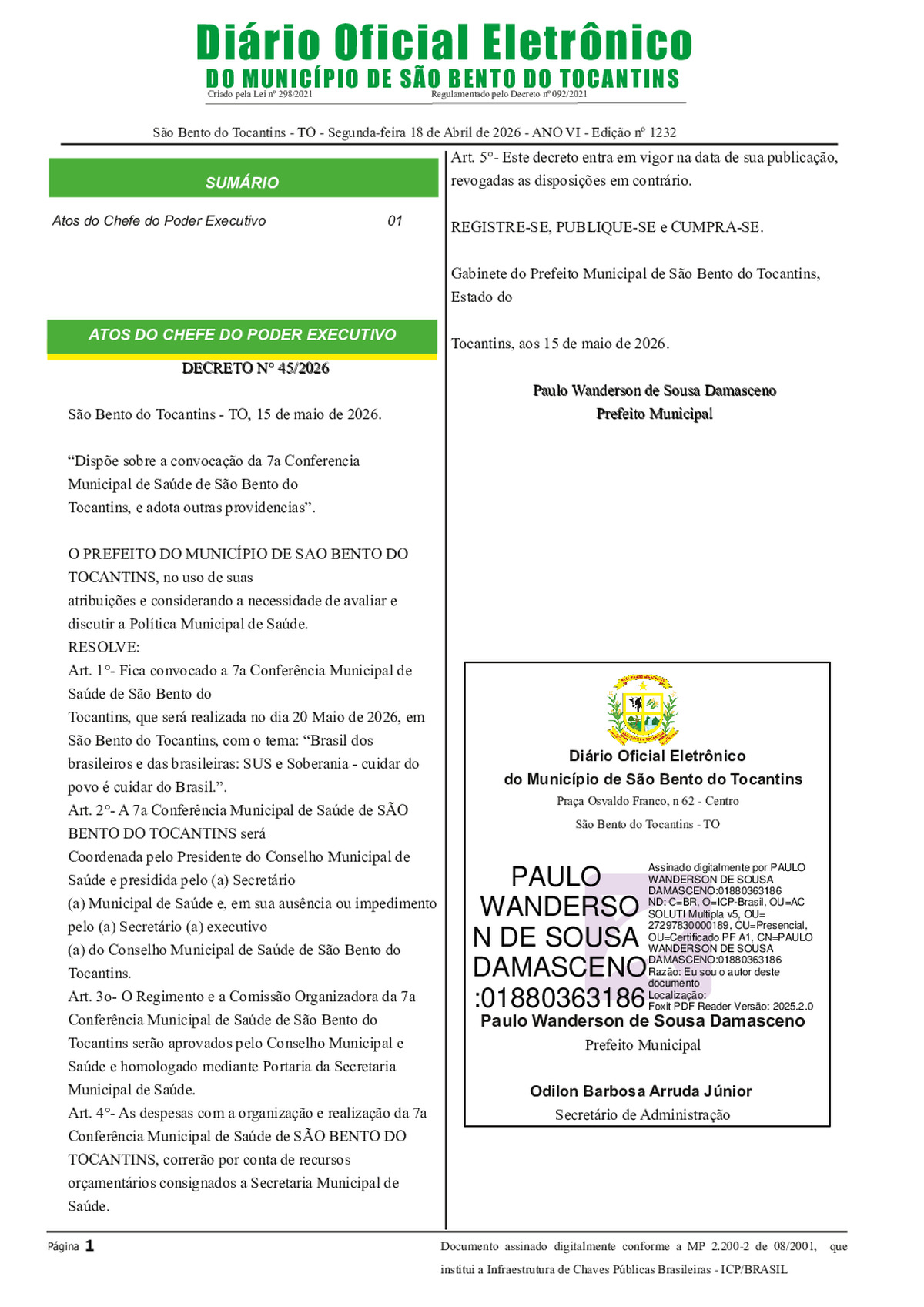 Diário Oficial - Edição N°1231