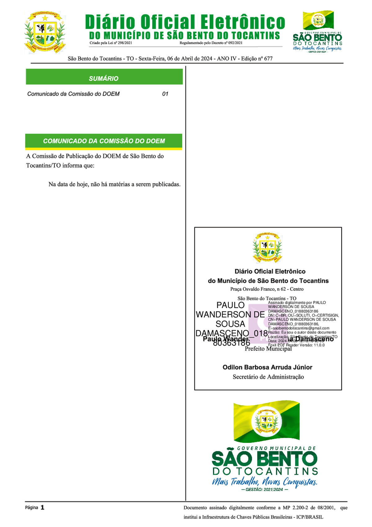 Diário Oficial - Edição N° 677
