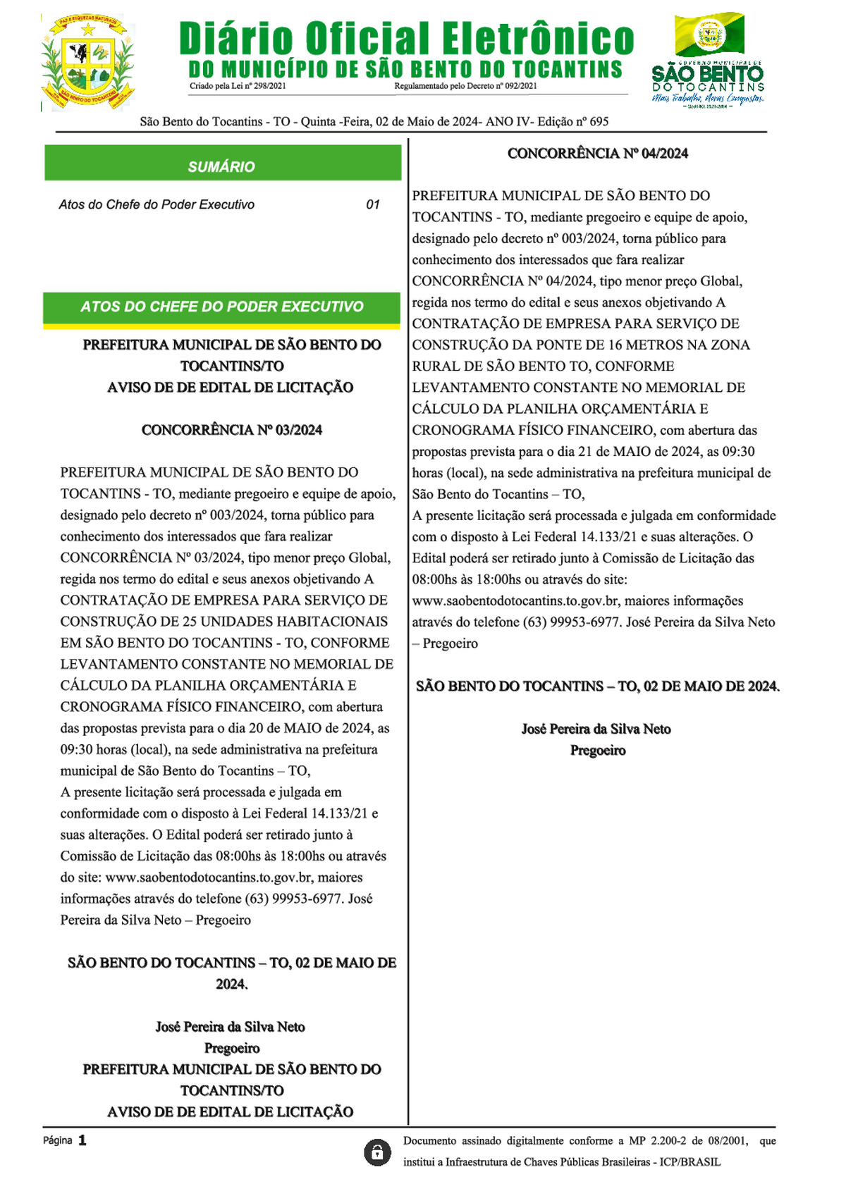 Diário Oficial - Edição Nº 695