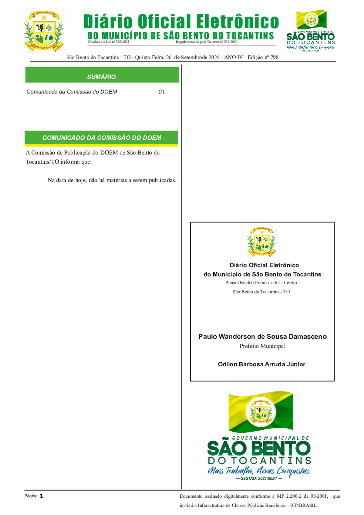 Diário Oficial - Edição N° 798