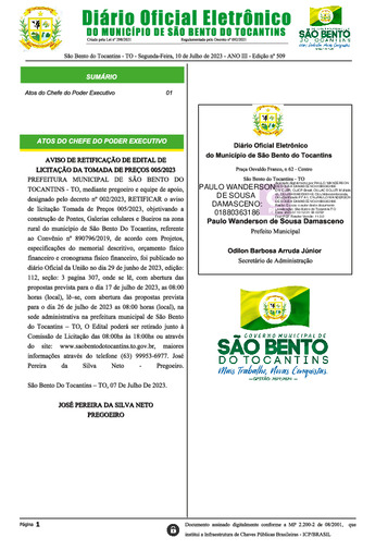 Diário Oficial - Edição Nº 509