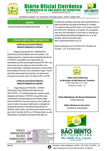 Diário Oficial - Edição Edição 05
