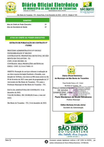 Diário Oficial - Edição Nº 385