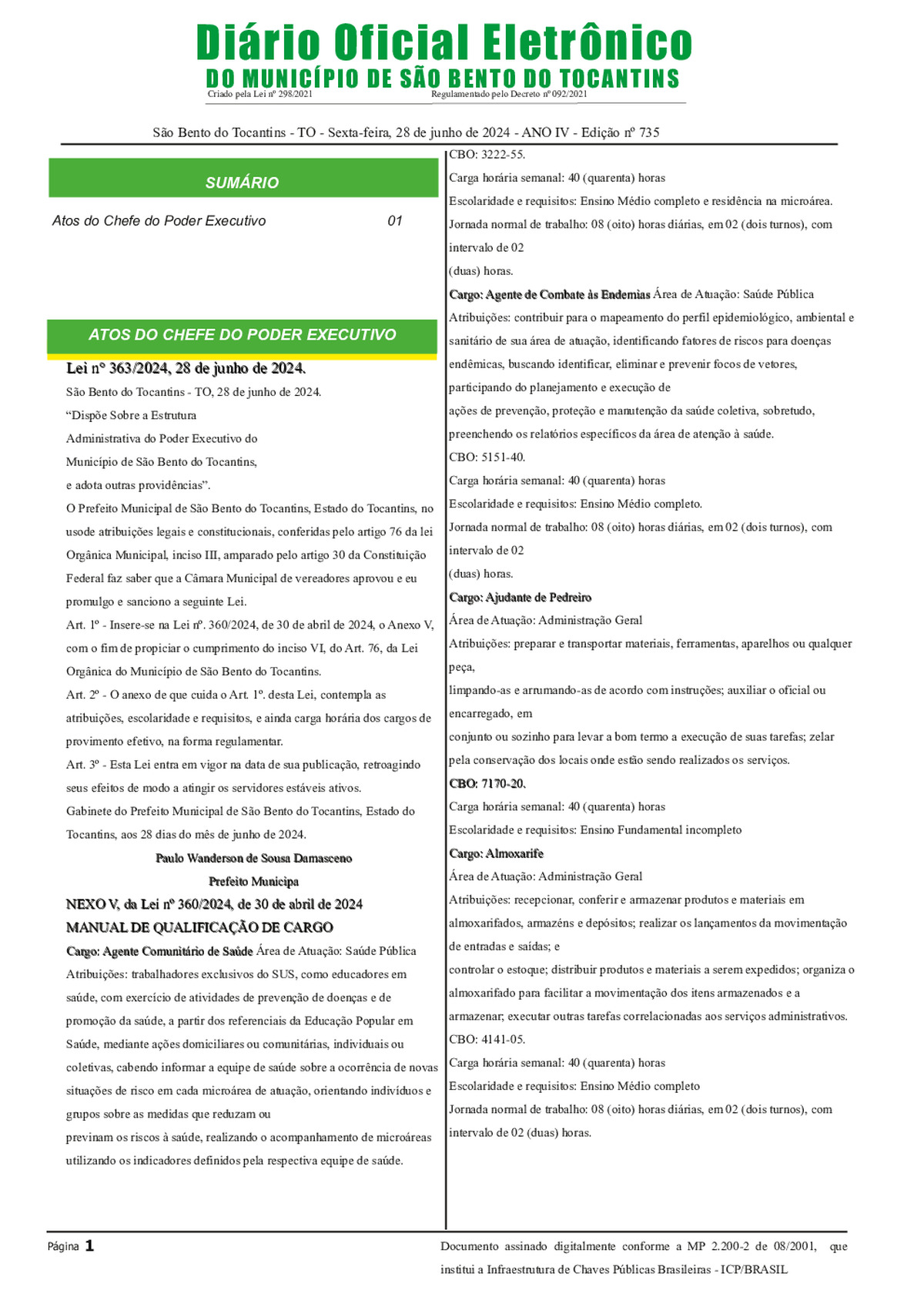 Diário Oficial - Edição Nº735