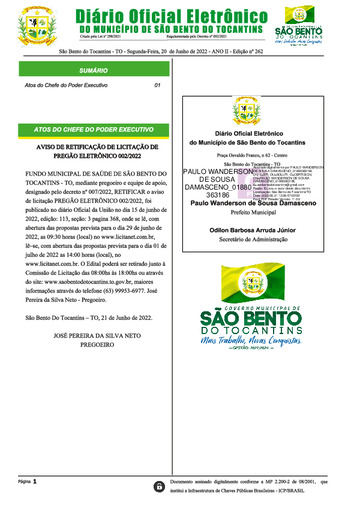 Diário Oficial - Edição Nº 262