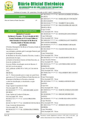 Diário Oficial - Edição N°1004