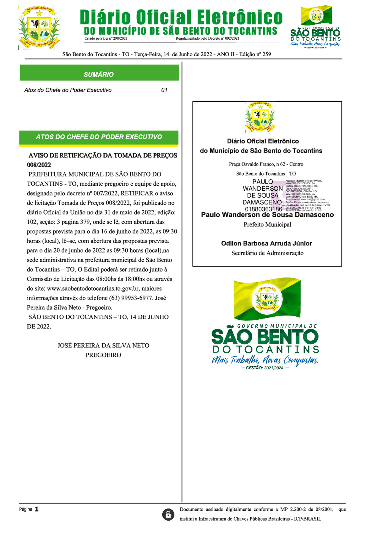 Diário Oficial - Edição Nº 259