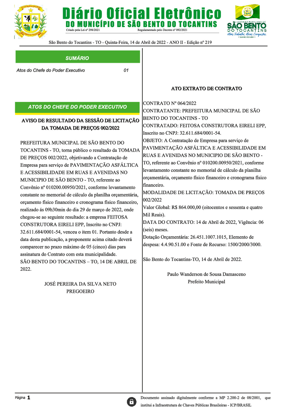 Diário Oficial - Edição Nº 219