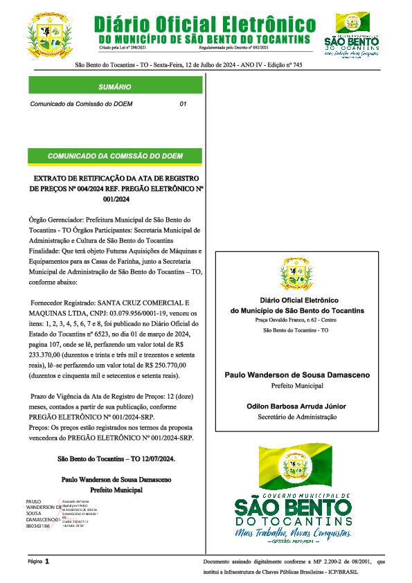 Diário Oficial - Edição N°745