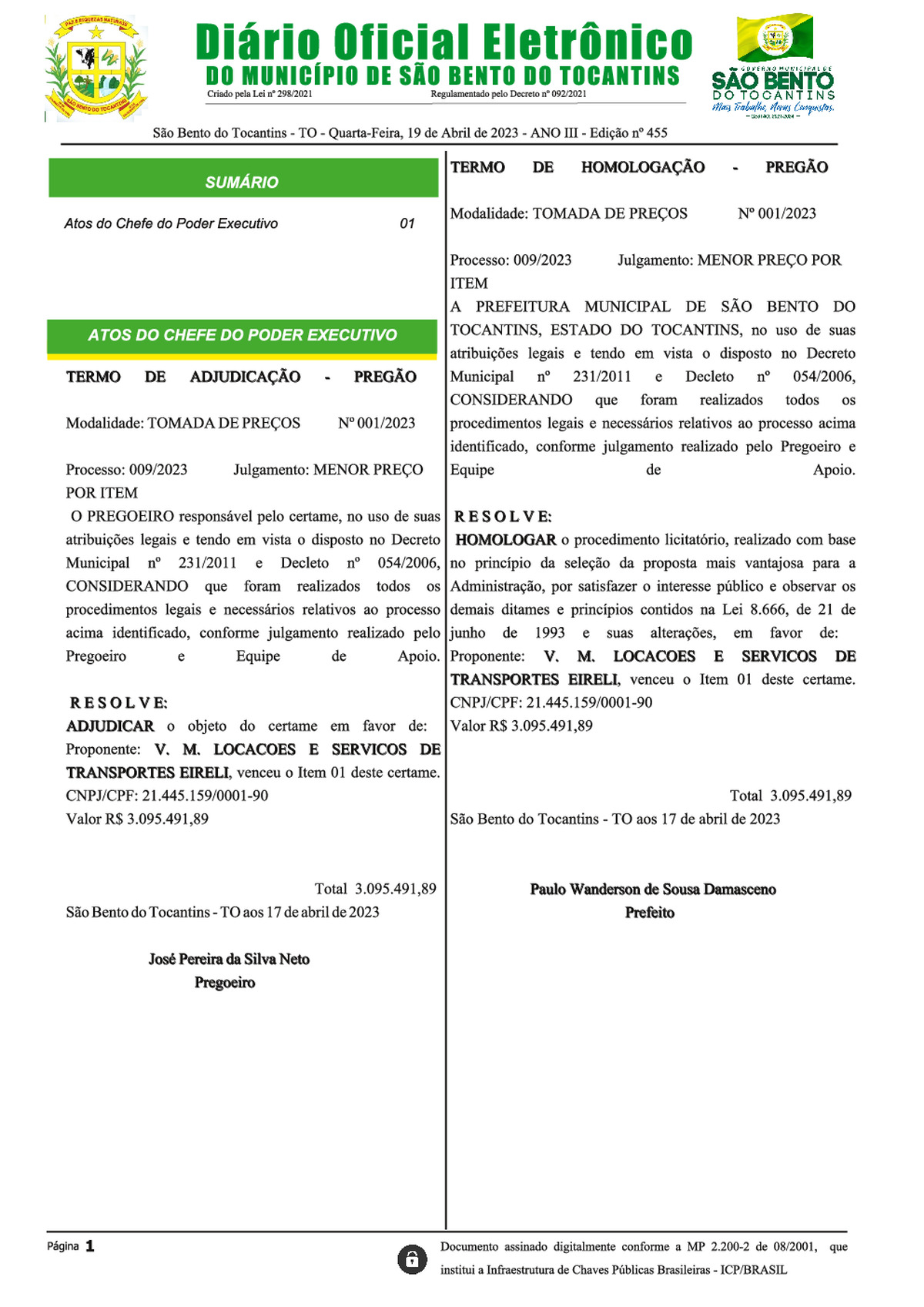 Diário Oficial - Edição Nº 455