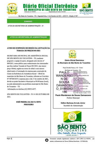 Diário Oficial - Edição N° 087